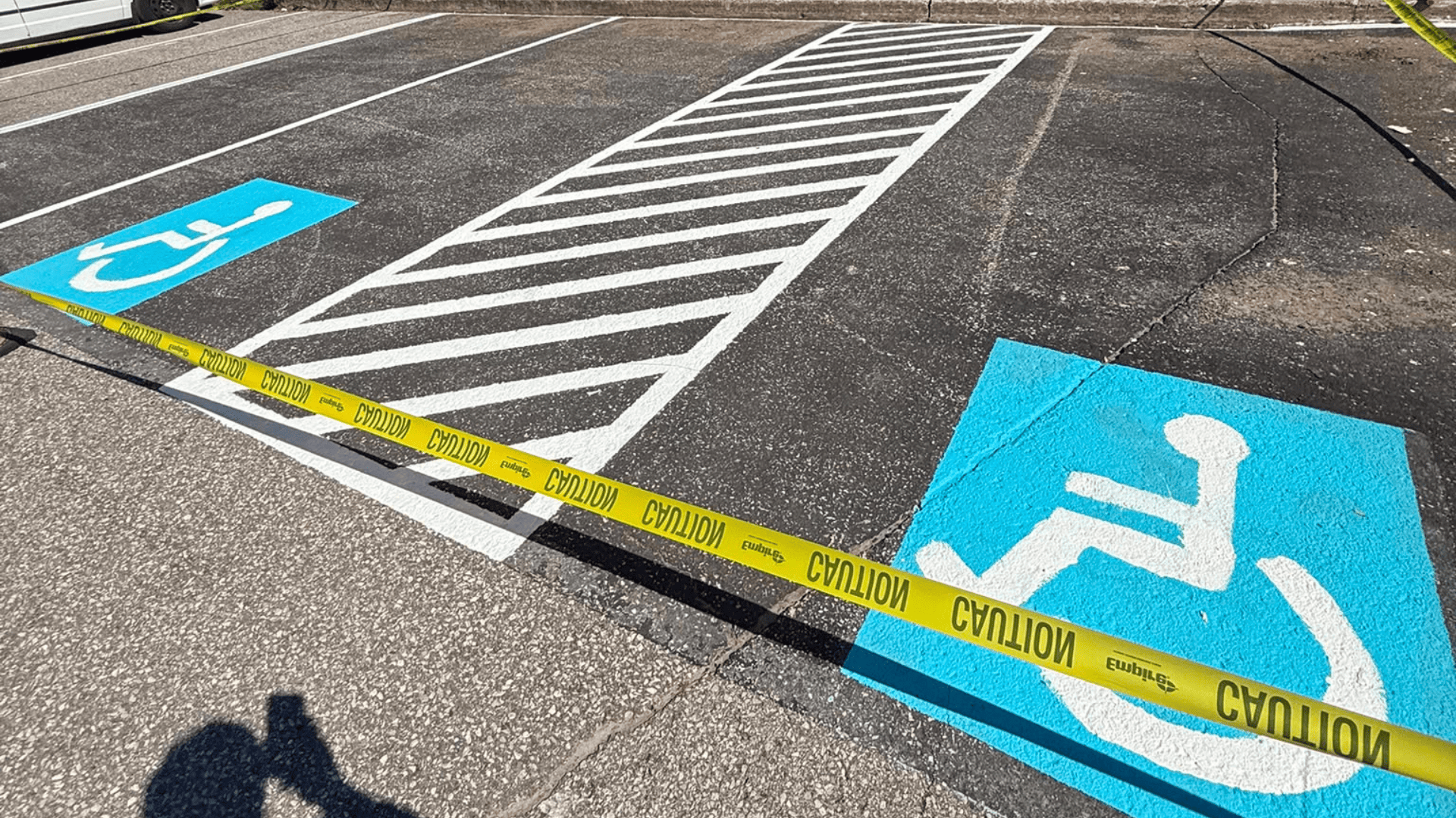Parking lot line painting detail