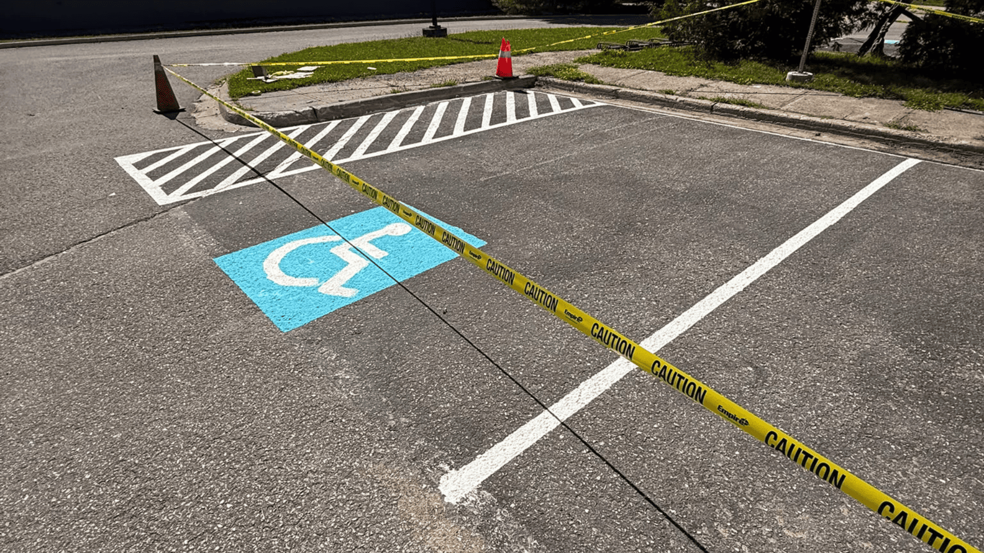 Completed parking lot repaint